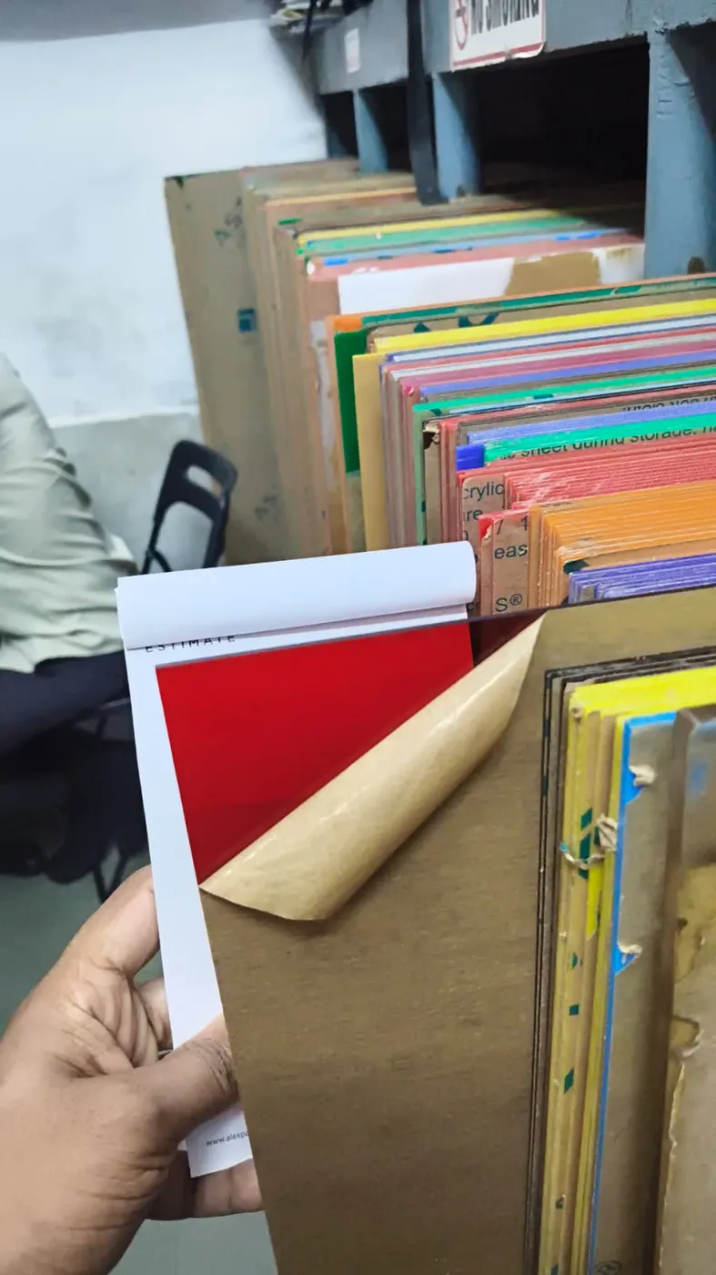 Coloured acrylic sheets stocked at Acry Plus warehouse in Jogeshwari West, Mumbai
